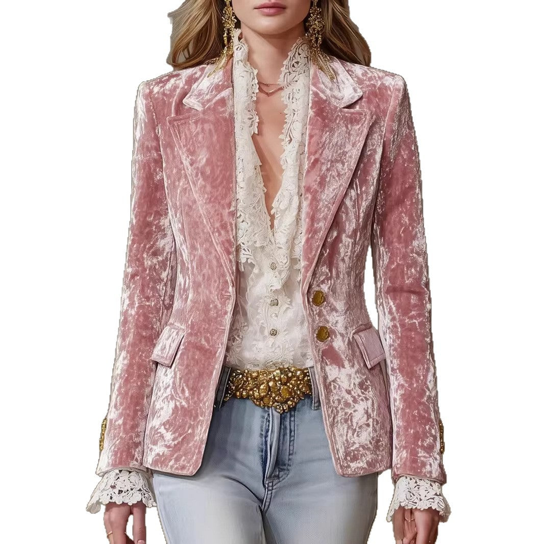 Fashionable Slim Fit Suit Jacket with Lapel and Pocket for Women, Long Sleeve, Casual Wear