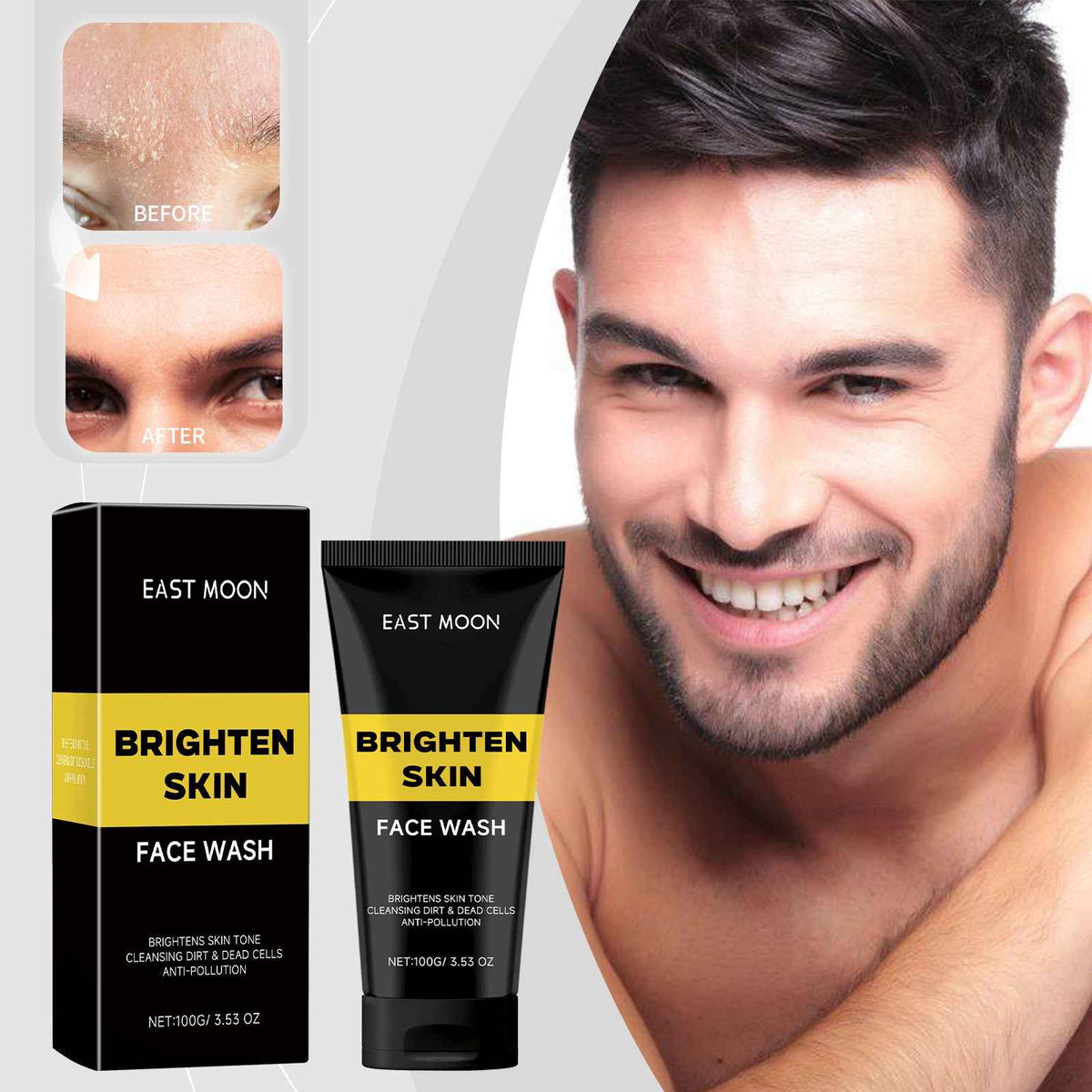 Limpiador Facial East Moon para Hombres, Espuma Suave con Limpieza Profunda