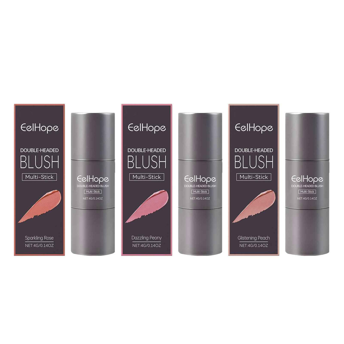 Rubor de Doble Extremo Eelhope Multiusos, Maquillaje Desnudo de Larga Duración