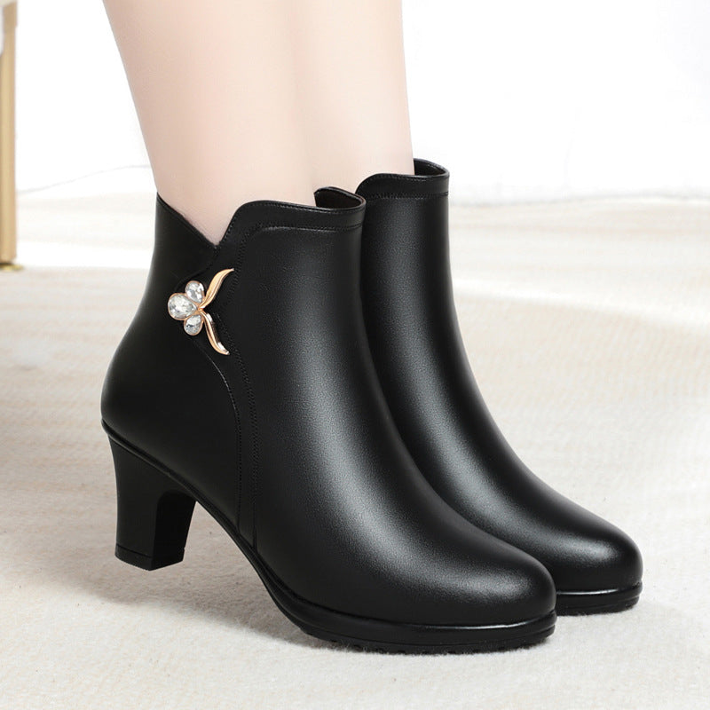Botas Cortas de Negocios para Mujeres - Tacón Medio y Antideslizante
