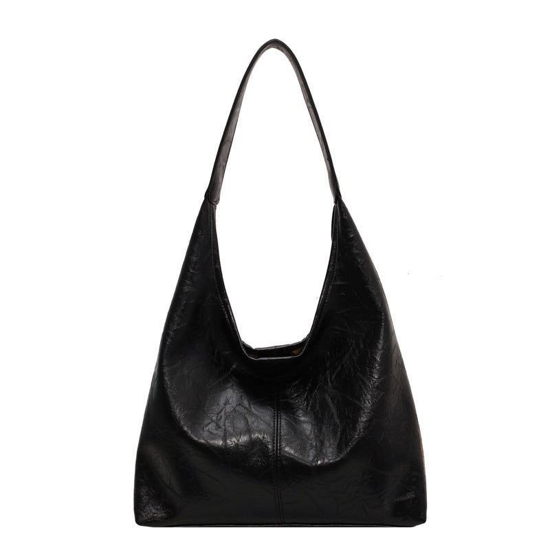 Bolso de Piel PU Suave Vintage Rojo Vino, Bolso de Hombro Grande para Mujer