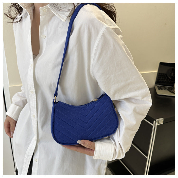 Mini Bolso de Hombro de Fieltro para Mujer, Diseño Elegante, Bolso Bandolera en Forma de Media Luna 2024