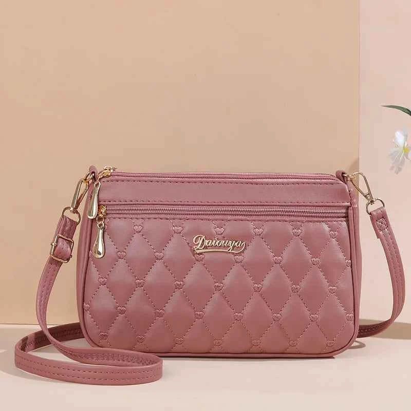 Bolso Bandolera Bordado de Piel para Mujer, con Pompón Decorativo