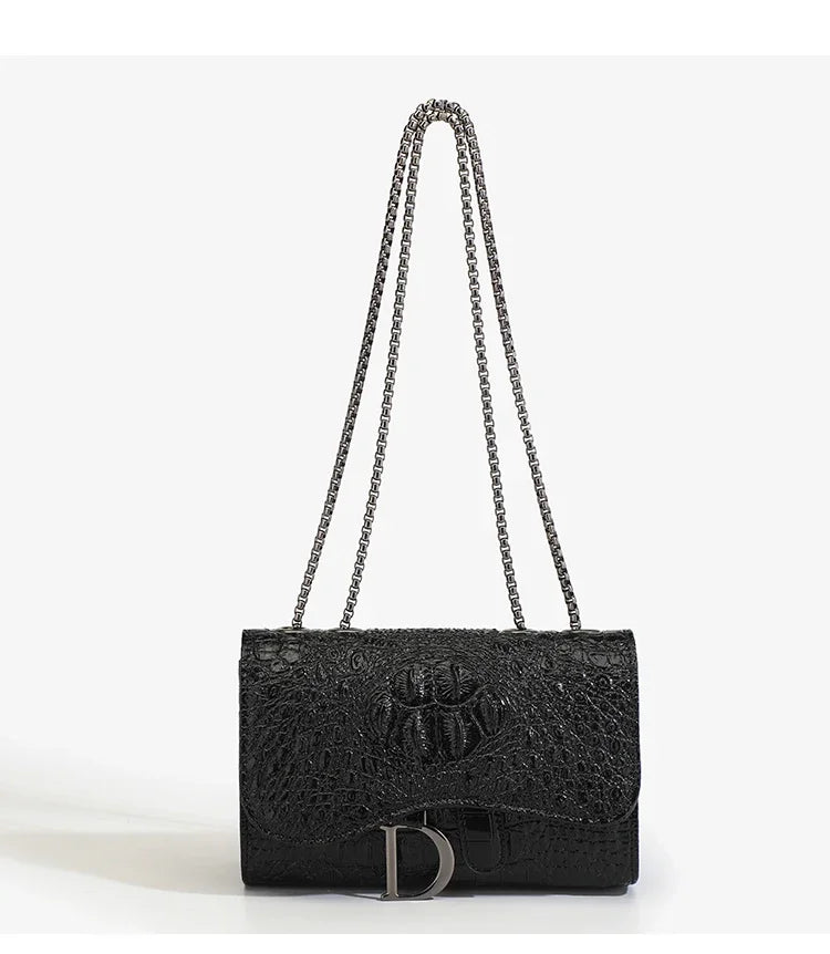Bolso Bandolera para Damas Patrón Cocodrilo con Cadena y Lentejuela