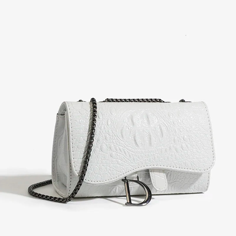 Bolso Bandolera para Damas Patrón Cocodrilo con Cadena y Lentejuela
