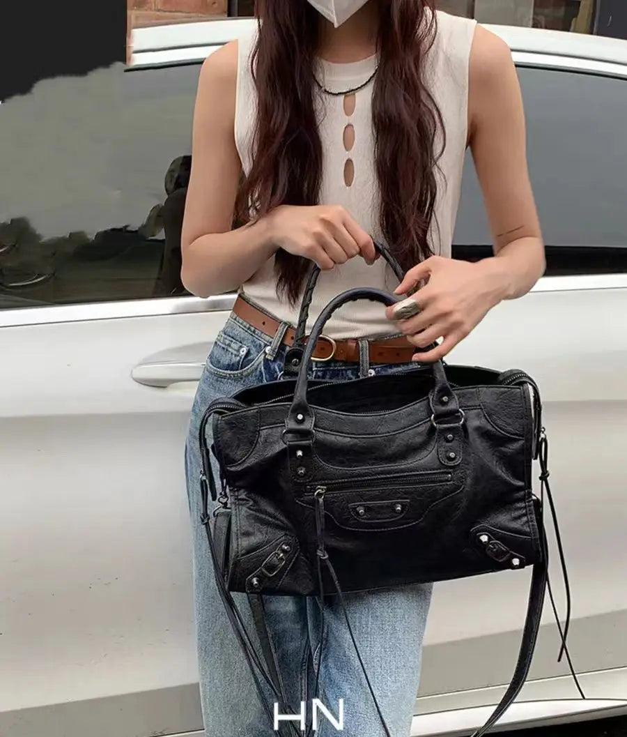 Bolso Motero de Moda 2026, Bolso Tote Urbano para Mujer, Estilo Y2K Callejero, Bandolera de Piel PU