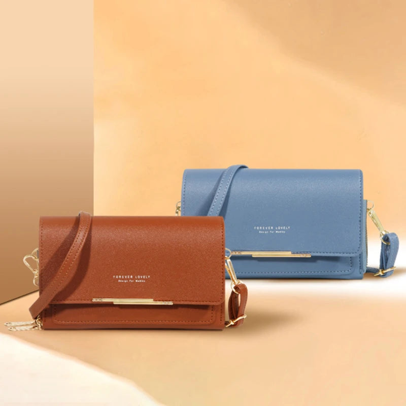 Bolso Cartera Estilo Coreano para Mujer, Multi-Tarjetas, Gran Capacidad, Bolso de Hombro Casual para Móvil