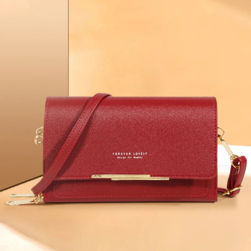 Bolso Cartera Estilo Coreano para Mujer, Multi-Tarjetas, Gran Capacidad, Bolso de Hombro Casual para Móvil