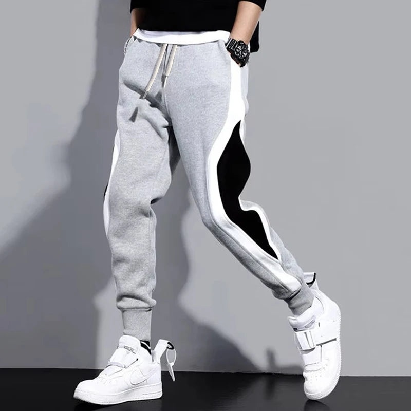 Pantalón Ancho Hombre Casual Patchwork Cordón | Streetwear 2026