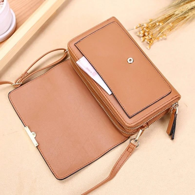 Bolso Cartera Estilo Coreano para Mujer, Multi-Tarjetas, Gran Capacidad, Bolso de Hombro Casual para Móvil