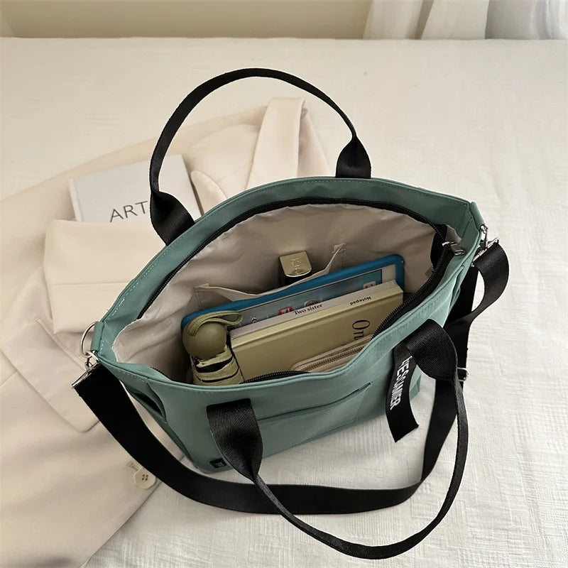 Bolso Tote de Nylon Impermeable para Mujer, Gran Capacidad, Ligero, Ideal para Estudio, Trabajo, Viaje y Gimnasio