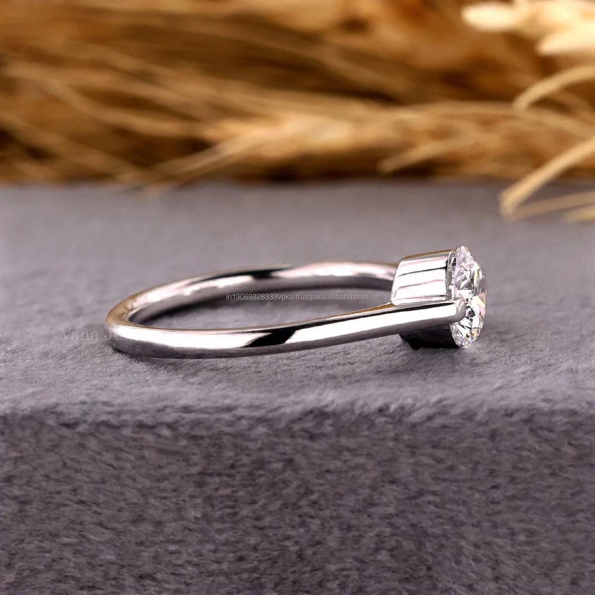 Anillo de Compromiso Solitario con Diamante Creado en Laboratorio y Oro Blanco 14k - Anillo de Promesa Certificado IGI