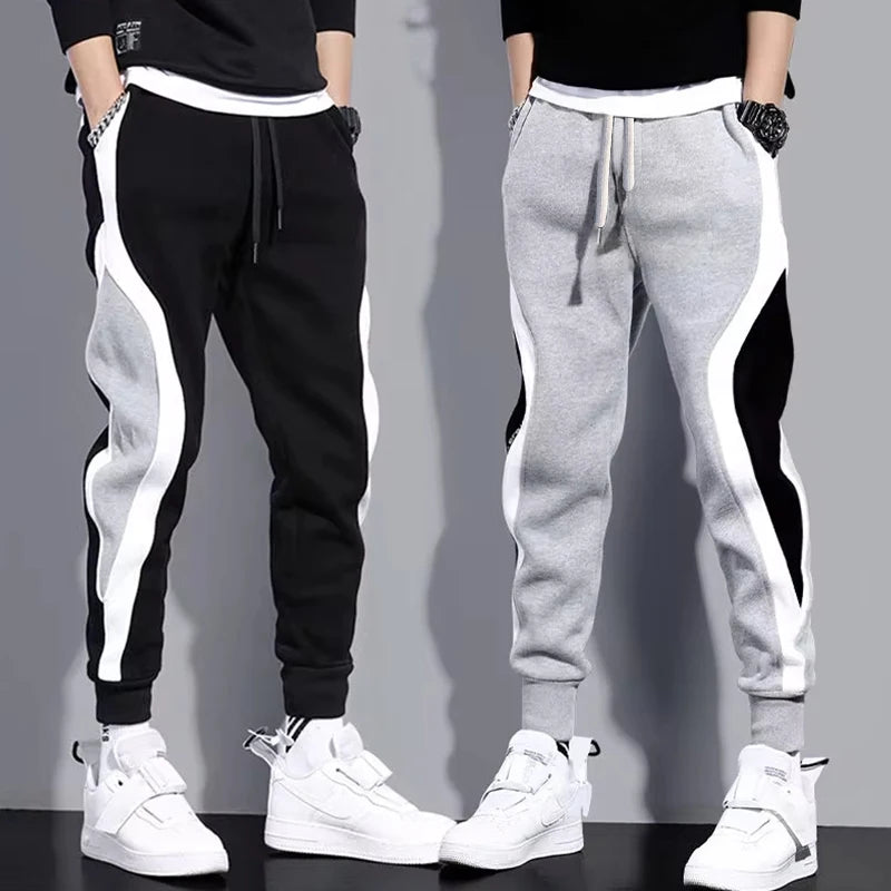 Pantalón Ancho Hombre Casual Patchwork Cordón | Streetwear 2026