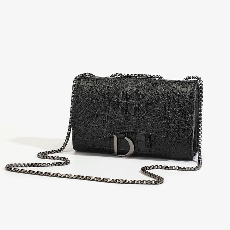 Bolso Bandolera para Damas Patrón Cocodrilo con Cadena y Lentejuela