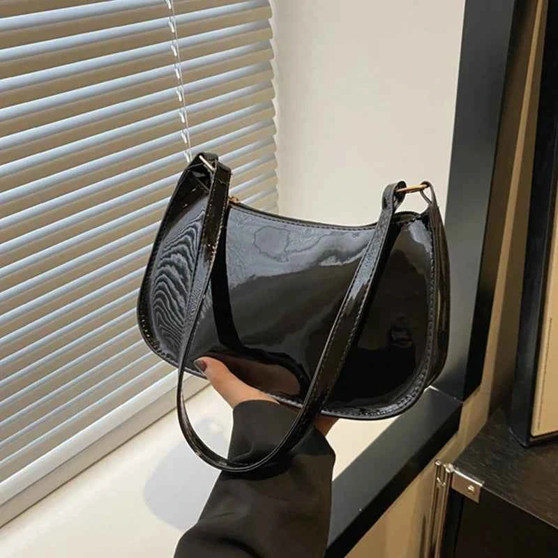 Bolso de Hombro Retro de Piel PU Color Liso, Bolso Bandolera Casual Hobo para Mujer