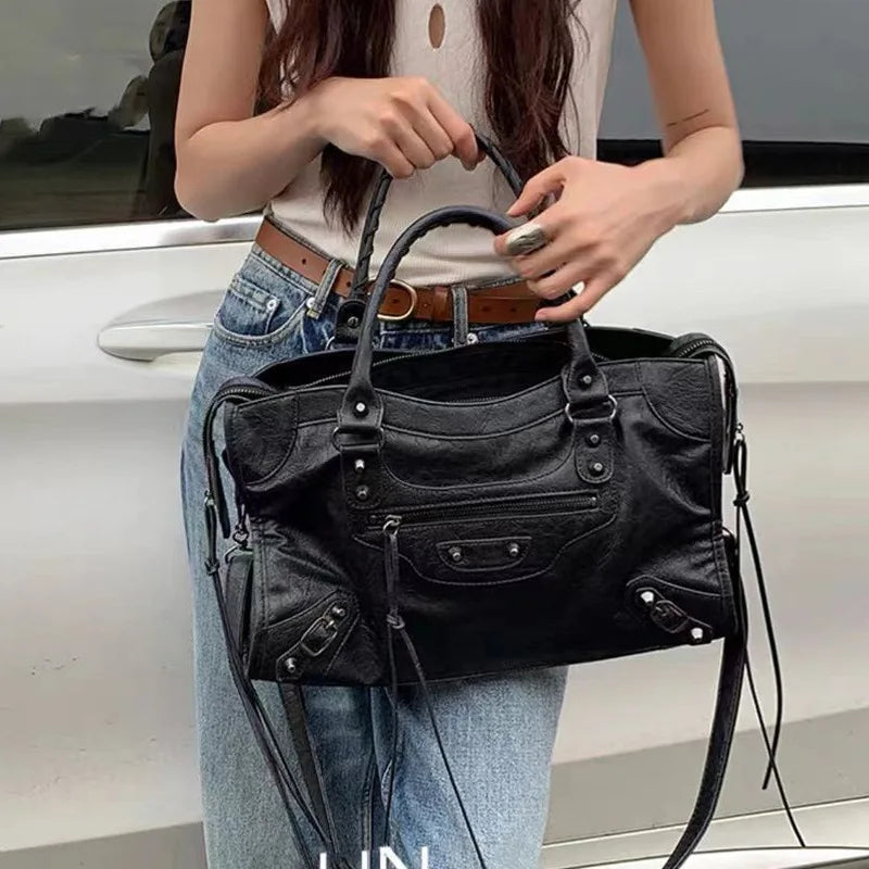 Bolso Motero de Moda 2026, Bolso Tote Urbano para Mujer, Estilo Y2K Callejero, Bandolera de Piel PU