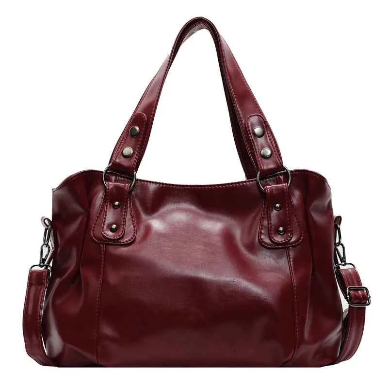 Bolso de Hombro Retro Espacioso para Mujer, Color Liso, Bandolera Clásica de Gran Capacidad en Piel PU Suave