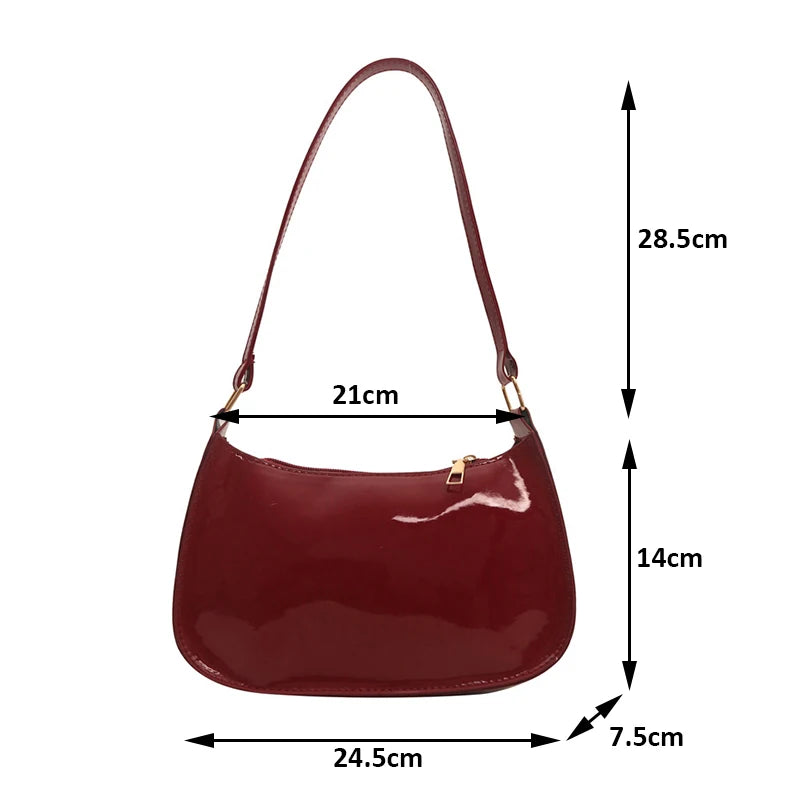 Bolso de Hombro Retro de Piel PU Color Liso, Bolso Bandolera Casual Hobo para Mujer