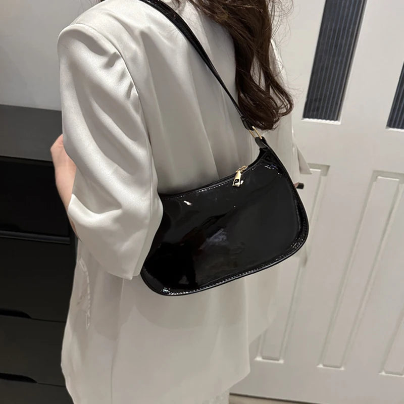 Bolso de Hombro Retro de Piel PU Color Liso, Bolso Bandolera Casual Hobo para Mujer