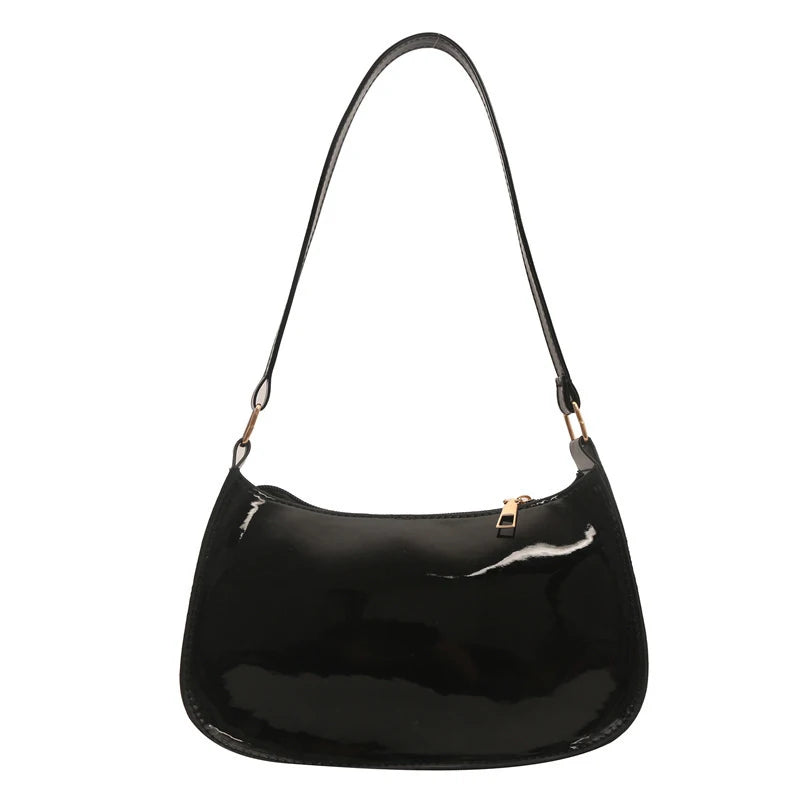 Bolso de Hombro Retro de Piel PU Color Liso, Bolso Bandolera Casual Hobo para Mujer