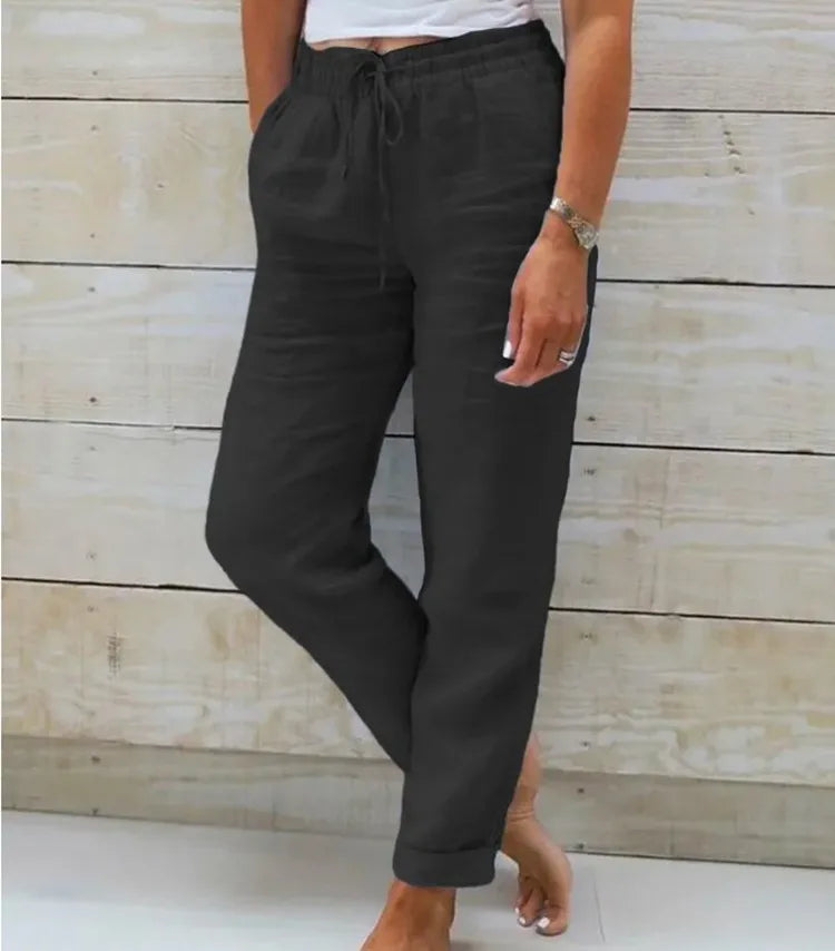 Pantalón Algodón Lino Cintura Alta Mujer | Streetwear 2026