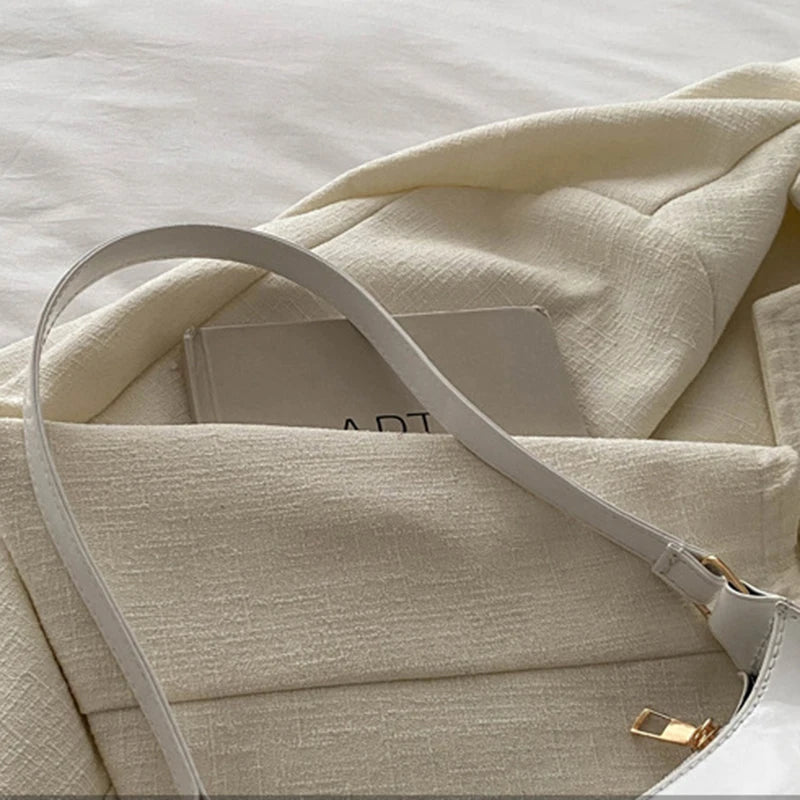 Bolso de Hombro Retro de Piel PU Color Liso, Bolso Bandolera Casual Hobo para Mujer
