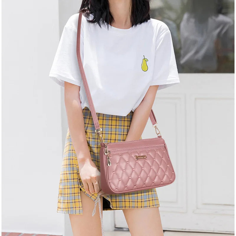 Bolso Bandolera Bordado de Piel para Mujer, con Pompón Decorativo