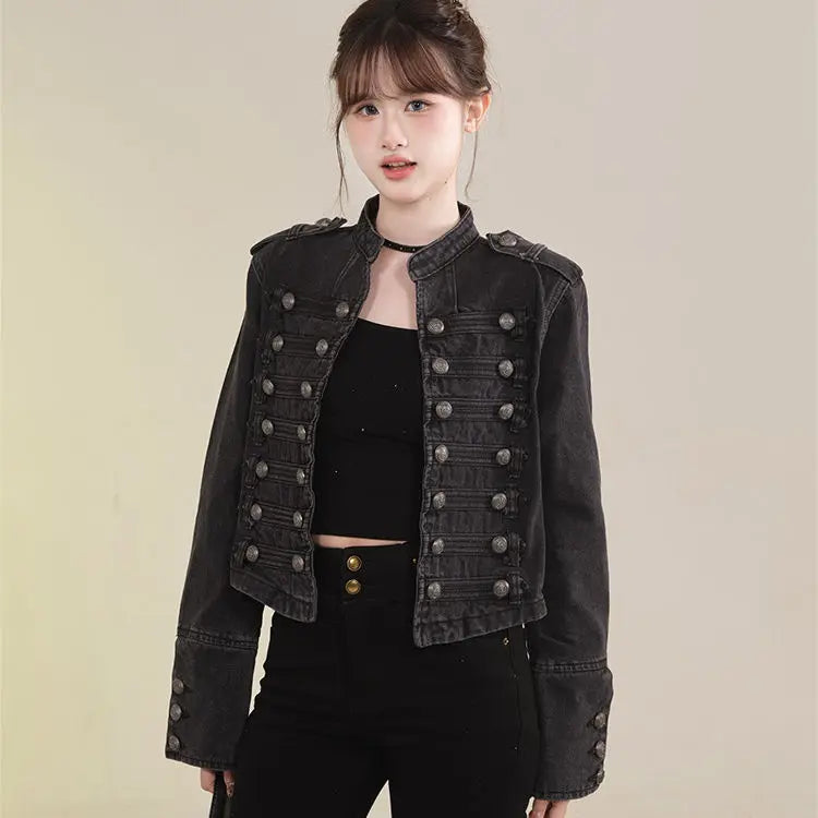 Chaqueta Vaquera Corta Retro Mujer Cuello Alto | Tendencia 2026