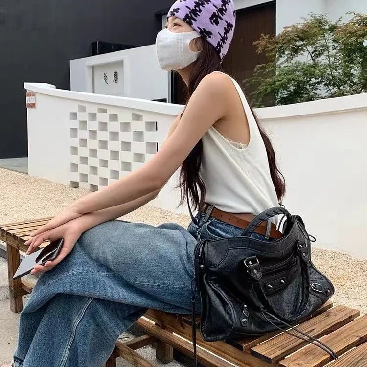 Bolso Motero de Moda 2026, Bolso Tote Urbano para Mujer, Estilo Y2K Callejero, Bandolera de Piel PU