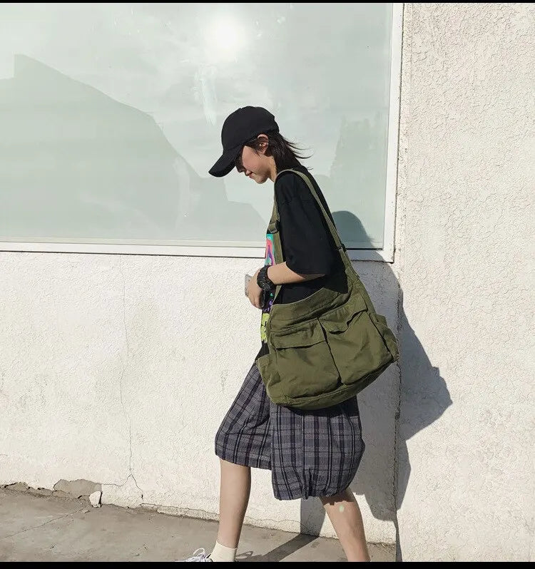 Bolso de Hombro de Lona Vintage Clásico para Mujer, Bandolera Suave de Viaje, Gran Capacidad