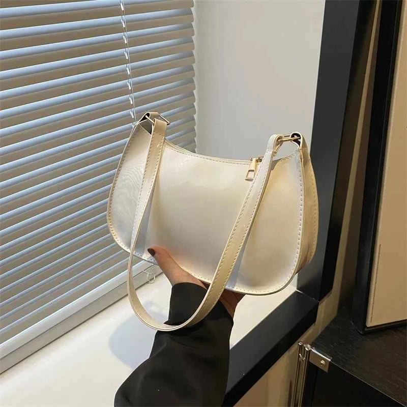 Bolso de Hombro Retro de Piel PU Color Liso, Bolso Bandolera Casual Hobo para Mujer