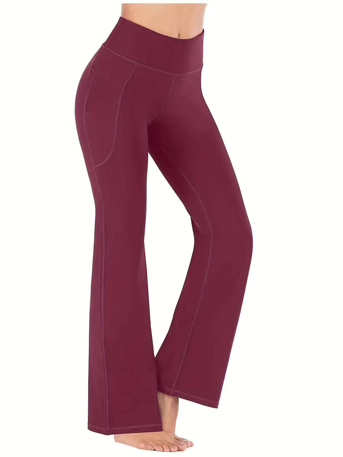 Pantalón Acampanado Yoga Cintura Alta con Bolsillos | Fitness 2026