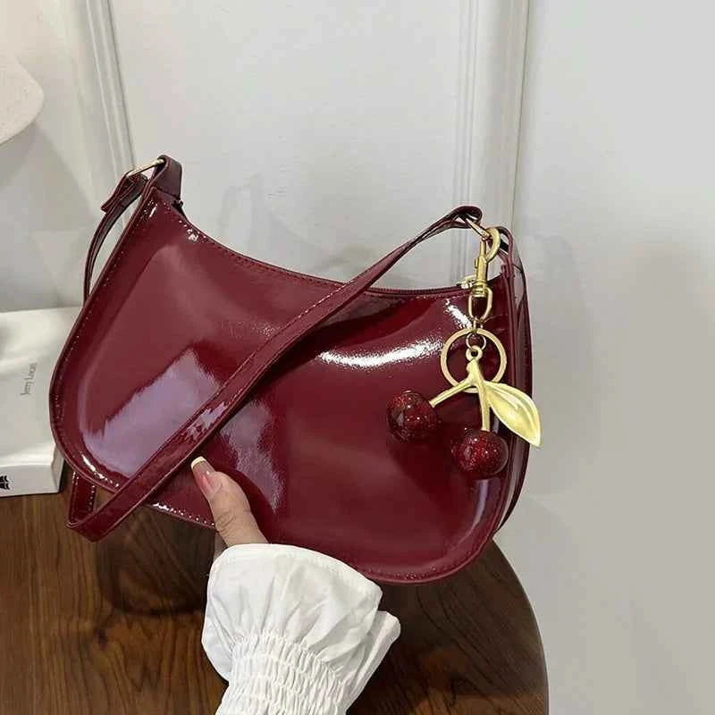 Bolso de Hombro Retro de Piel PU Color Liso, Bolso Bandolera Casual Hobo para Mujer