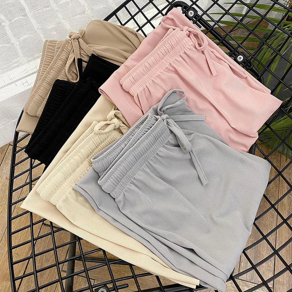 Pantalones de Pierna Ancha a la Altura del Tobillo para Mujer - Casual Verano