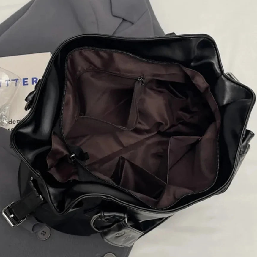 Bolso de Hombro Retro Espacioso para Mujer, Color Liso, Bandolera Clásica de Gran Capacidad en Piel PU Suave