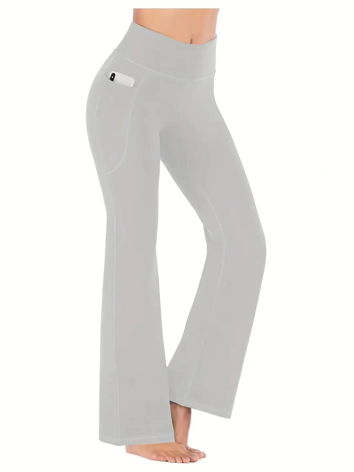 Pantalón Acampanado Yoga Cintura Alta con Bolsillos | Fitness 2026