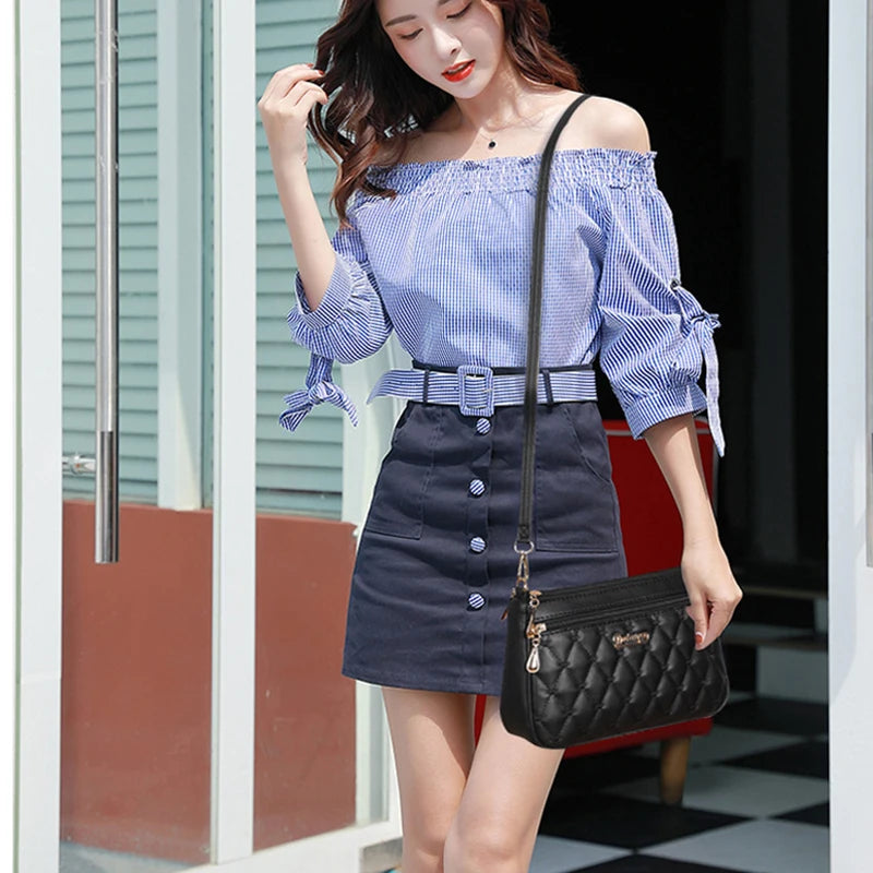 Bolso Bandolera Bordado de Piel para Mujer, con Pompón Decorativo