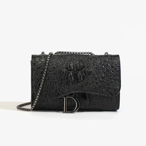 Bolso Bandolera para Damas Patrón Cocodrilo con Cadena y Lentejuela