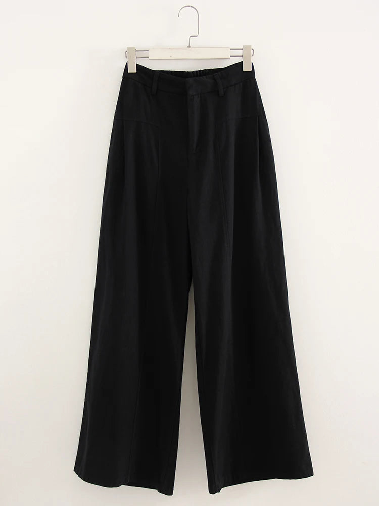 Pantalones Blancos de Algodón y Lino para Mujer, Pierna Ancha Formal