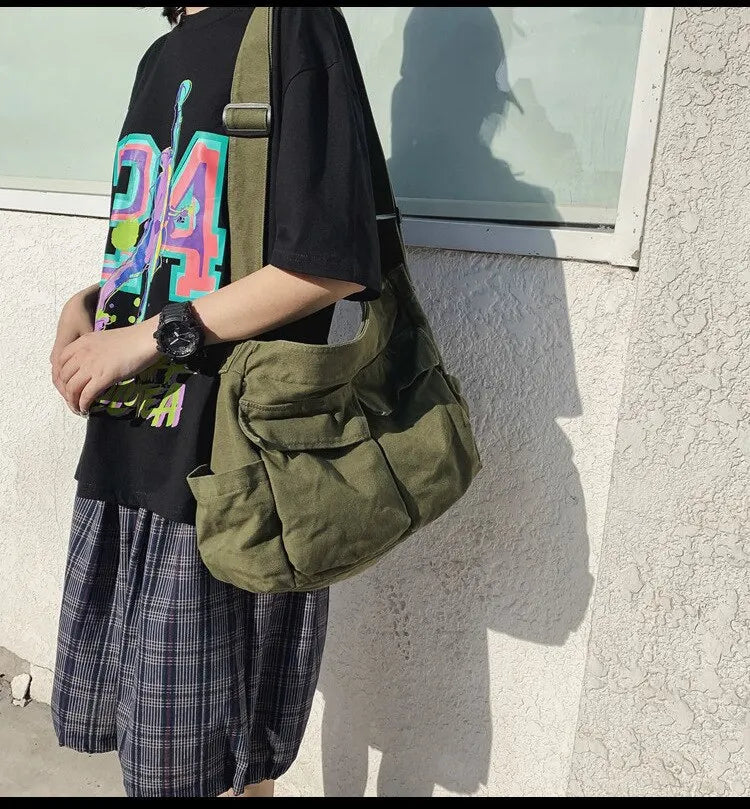 Bolso de Hombro de Lona Vintage Clásico para Mujer, Bandolera Suave de Viaje, Gran Capacidad