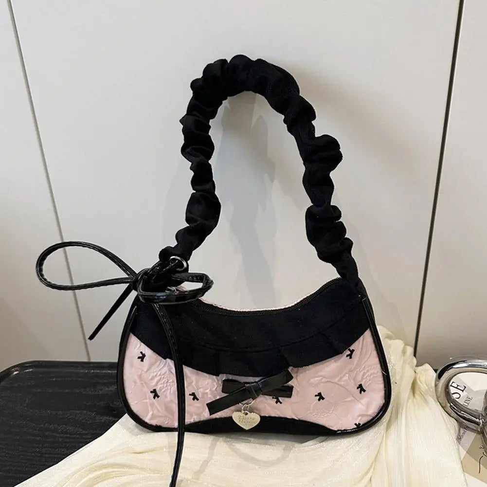 Bolso de Cuadros de Moda para Mujer con Cinta de Encaje, Correa Elástica, Bolso de Hombro para el Día a Día