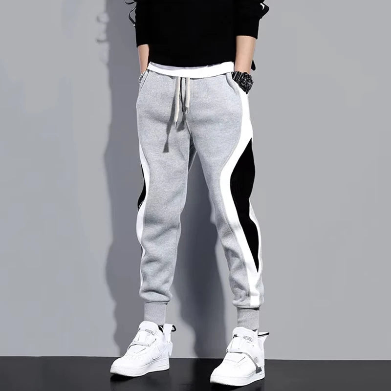 Pantalón Ancho Hombre Casual Patchwork Cordón | Streetwear 2026