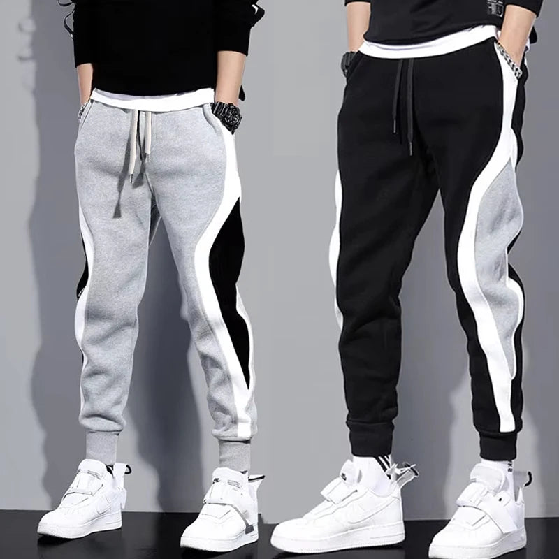 Pantalón Ancho Hombre Casual Patchwork Cordón | Streetwear 2026
