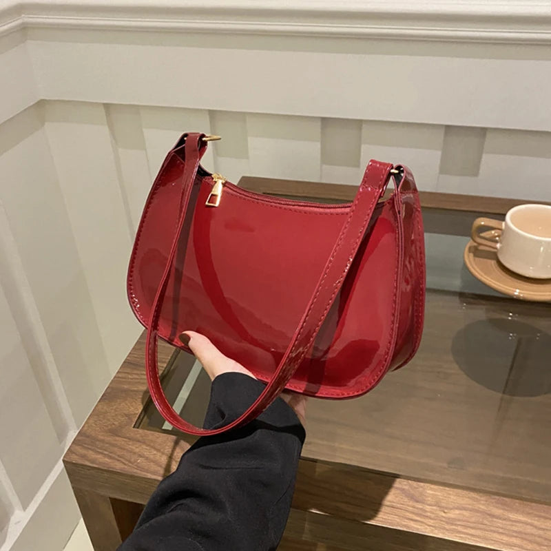Bolso de Hombro Retro de Piel PU Color Liso, Bolso Bandolera Casual Hobo para Mujer