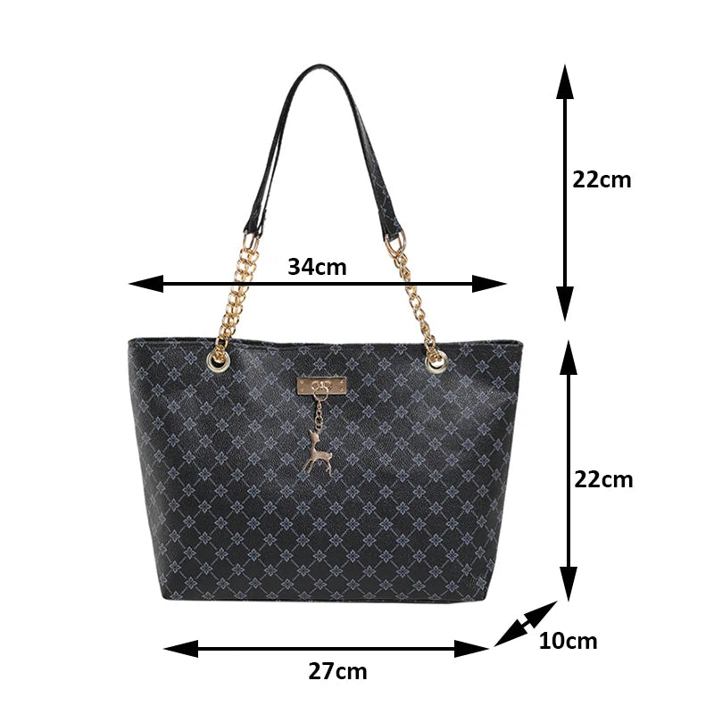 Bolso Tote Nuevo de Piel Suave con Textura, Gran Capacidad para Mujer, con Accesorios Colgantes