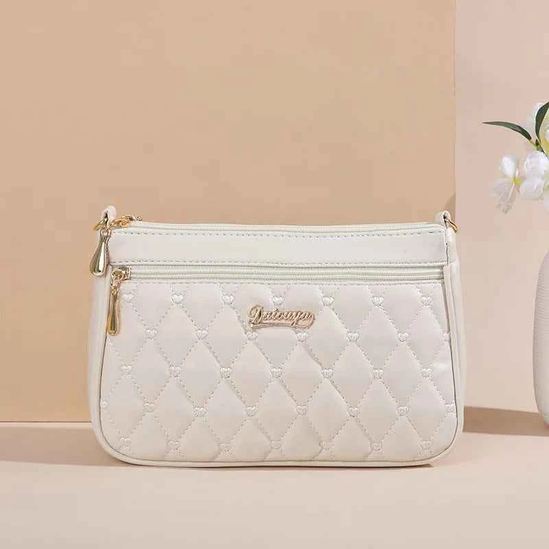 Bolso Bandolera Bordado de Piel para Mujer, con Pompón Decorativo