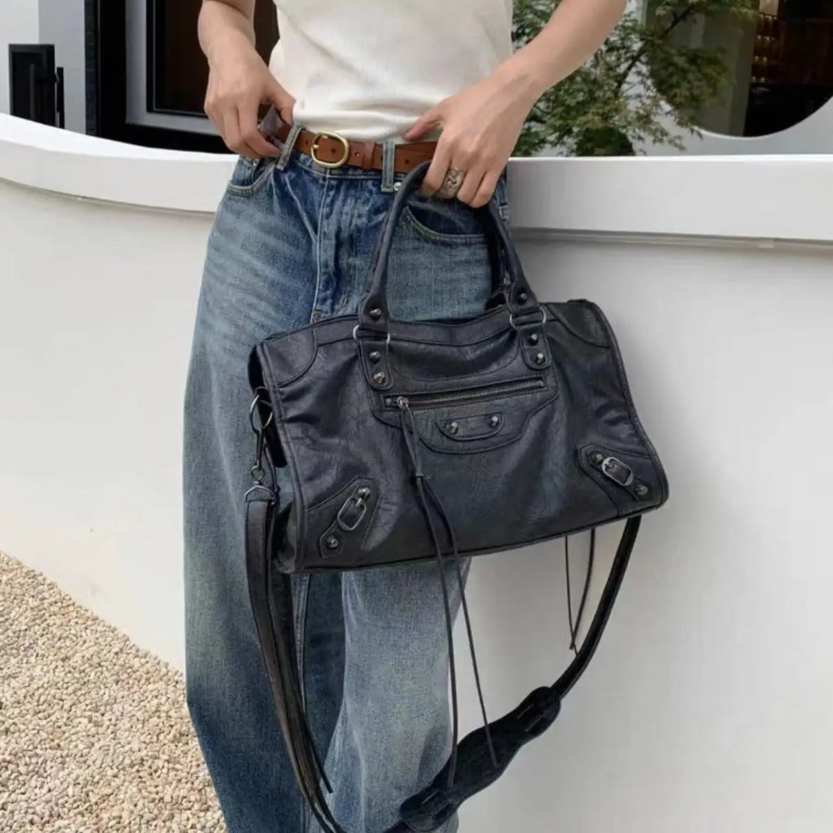 Bolso Motero de Moda 2026, Bolso Tote Urbano para Mujer, Estilo Y2K Callejero, Bandolera de Piel PU