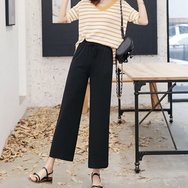 Pantalones de Pierna Ancha a la Altura del Tobillo para Mujer - Casual Verano