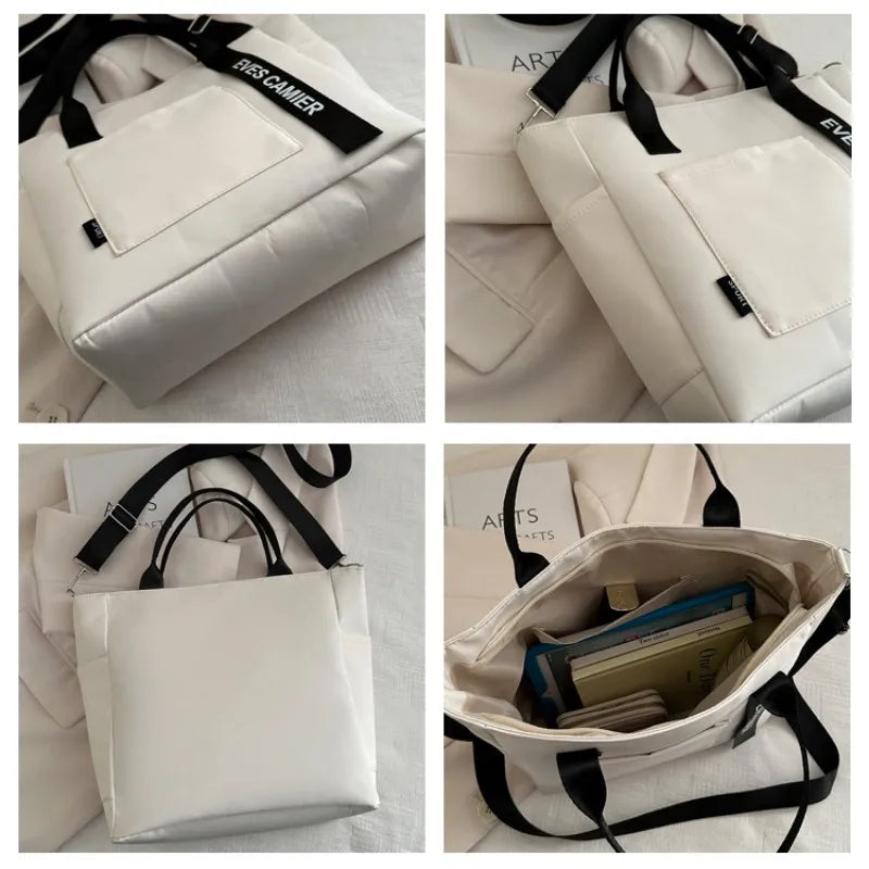 Bolso Tote de Nylon Impermeable para Mujer, Gran Capacidad, Ligero, Ideal para Estudio, Trabajo, Viaje y Gimnasio