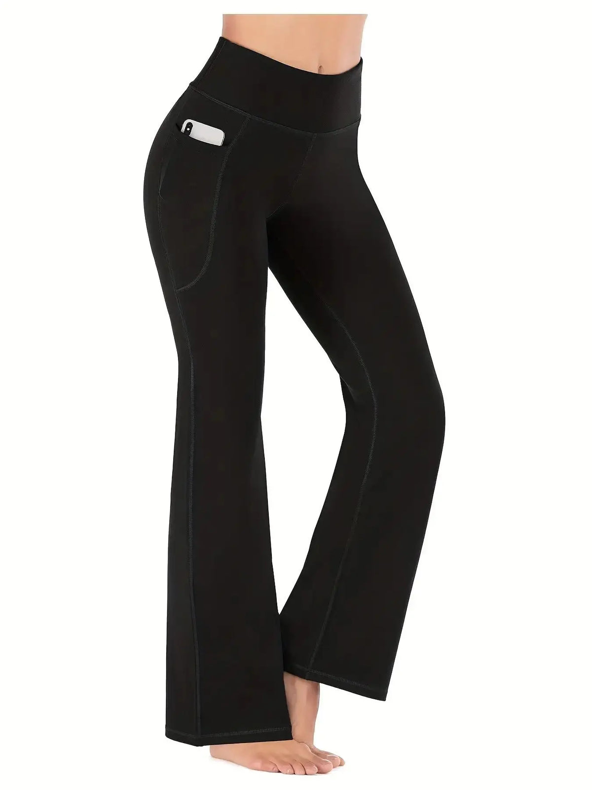 Pantalón Acampanado Yoga Cintura Alta con Bolsillos | Fitness 2026
